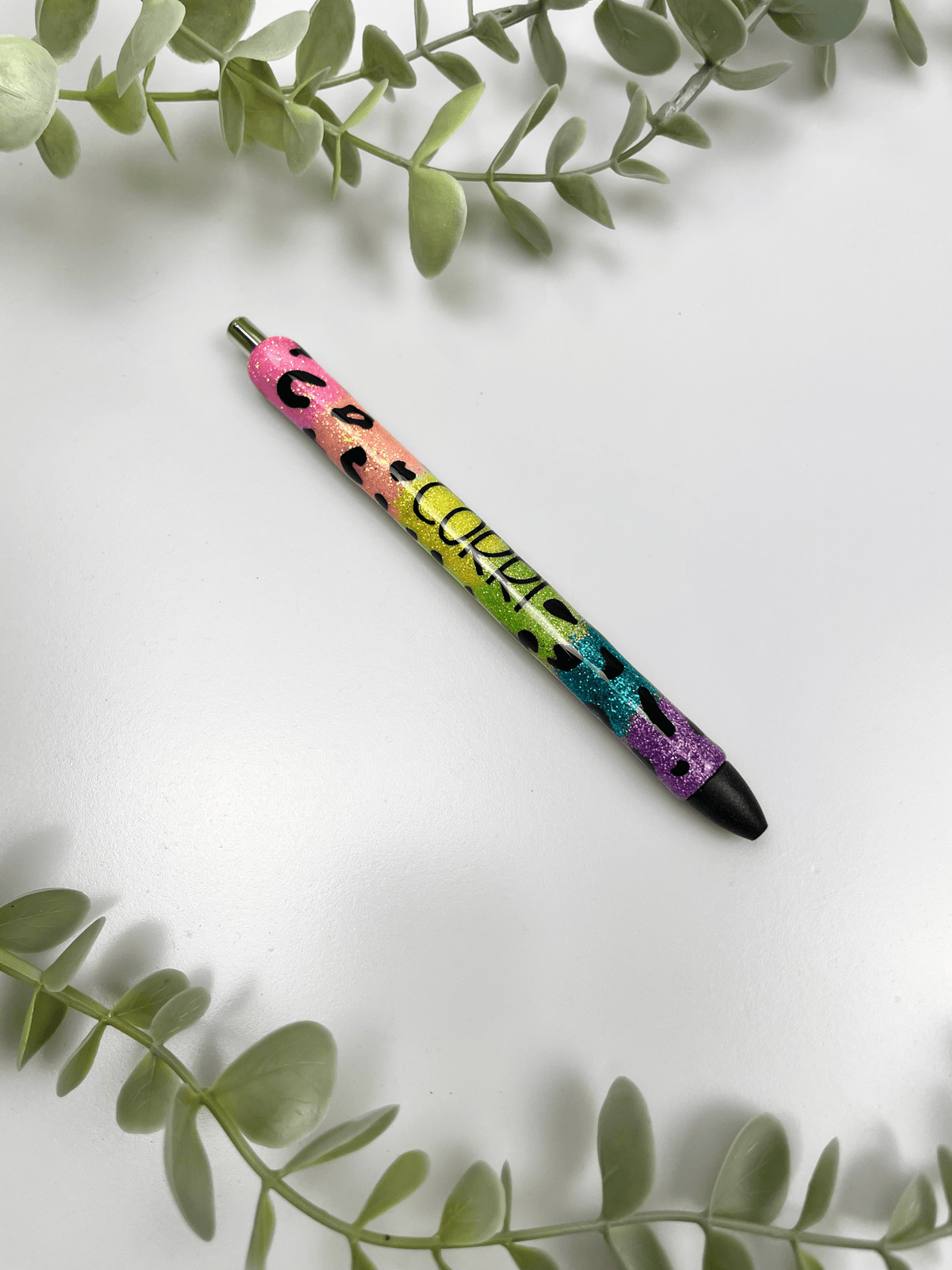 Rainbow Leopard Personalized Glitter Pen